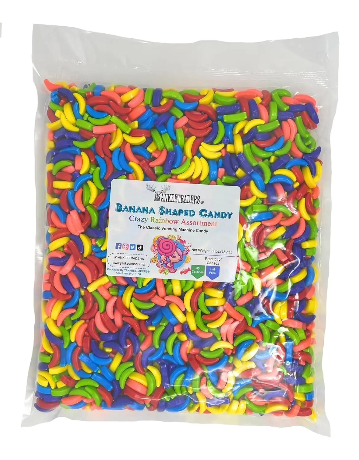 Concord Bulk Crazy Bananas Candy Coated 24.7 lbs – Banana Shaped Candy, Colorful Candy Coated Banana Sweets, Bulk Party Candy for Candy Buffets, Candy Jars, Weddings, Birthdays, Celebrations, Events, Retail Stores, Candy Shops