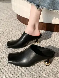 Women's Solid Color Square Toe Slide Sandals, Fashionable Slip on Sandals for Summer, Lightweight Breathable Comfortable Shoes for Daily Wear, Girl