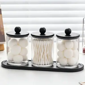 2-Piece/3-Piece Cotton Swab Storage Set with Tray, Multi-Compartment Storage Box, Dental Floss Holder, Cotton Pad Storage Box, and Portable Round Cup Set