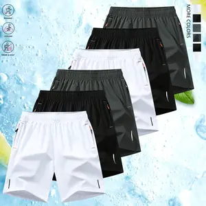 Men’s shorts with zippered pockets, summer ice-feel ice silk beach shorts, quick-dry sports casual shorts with an ice-feel finish, lightweight basketball shorts, men’s apparel, suitable for running and fitness.