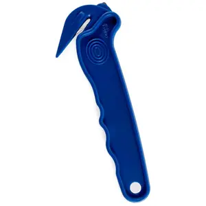 IDL PACKAGING CN-158 Recessed-Blade Cutter for Stretch Wrap Plastic & Cord Strapping Tape Box - Plastic Tool with Sharp Blade Disposable Film Cutter with Ergonomic Handle