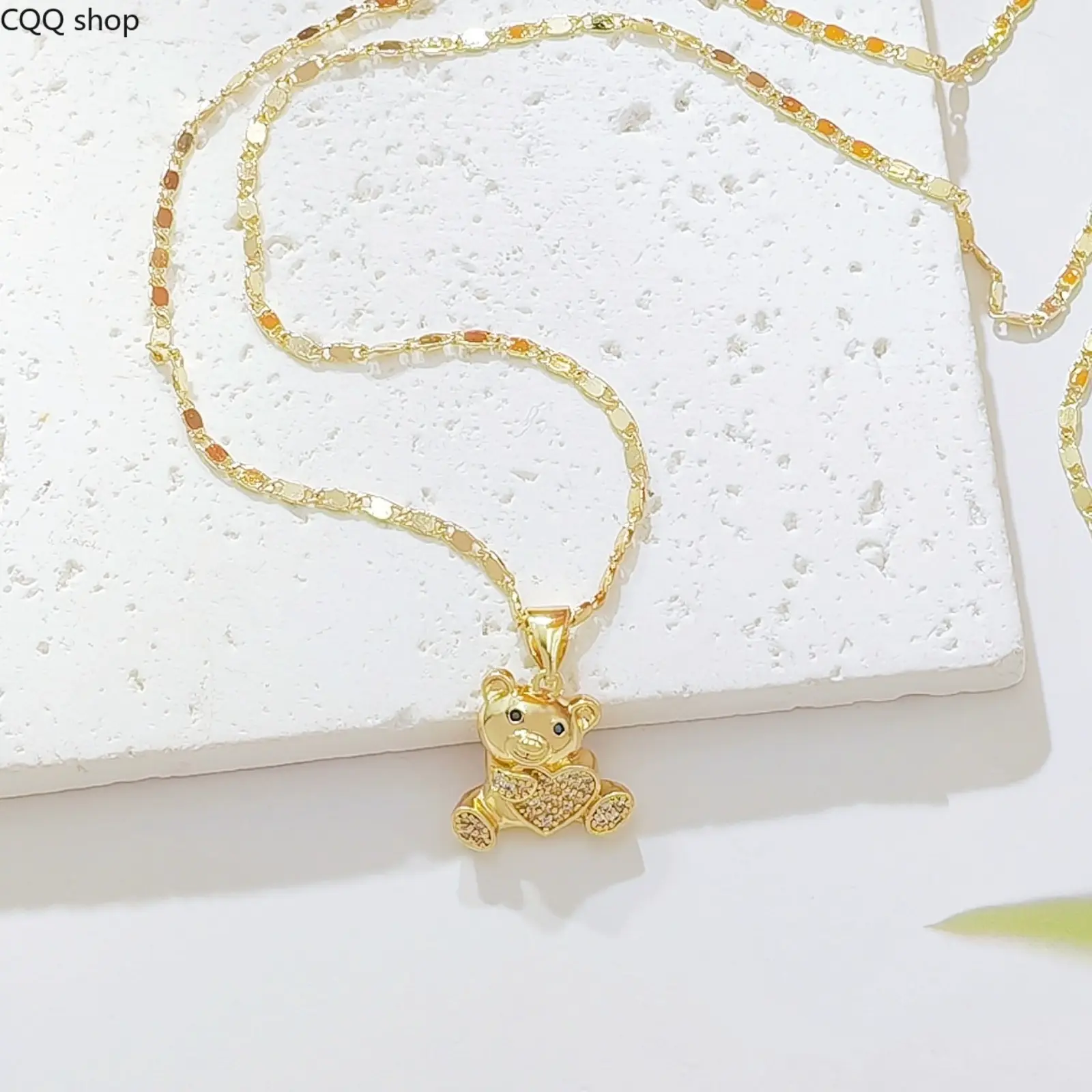 Full Rhinestone Animal Bear Gold Choker Necklace, Trendy Ins-Style Clavicle Chain, Simple Stylish Dainty Fashion Jewelry for Female Daily Wear