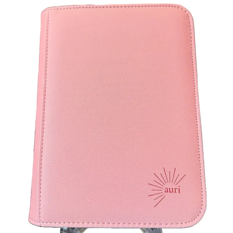 Auri Pink 4 Pocket TCG Card Binder Pink Smooth Zipper Closure High-Quality Card Pages Compact Lightweight Sleek Design for Pokémon One Piece Sports Cards Holds 160 Cards PVC-free Acid-free Pages