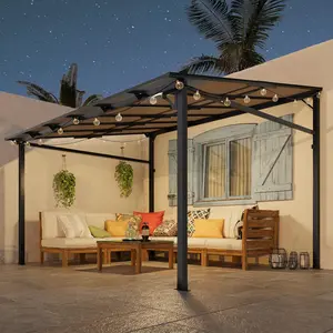 10x12ft Lean to Gazebo with Polycarbonate Hardtop Roof - Hardtop Wall Pergola, Aluminum Frame Wall Mounted Gazebo for Patio, Deck, Yard, Garden & Party Shade
