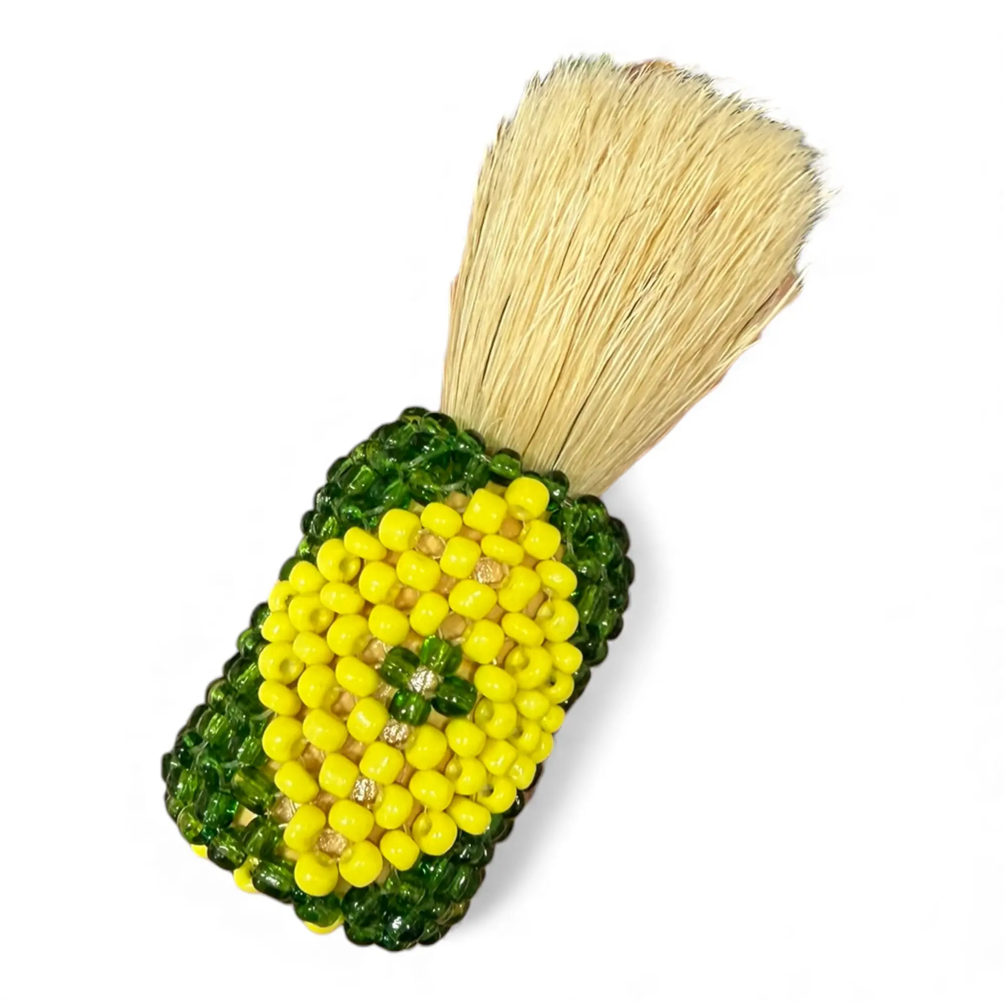 Yoruba Handcrafted Ifa Orula Brush - Wood, Green & Yellow Beads Household Cleaning Tool, Yoruba Orisha Accessories for Limpiezas, Rituals