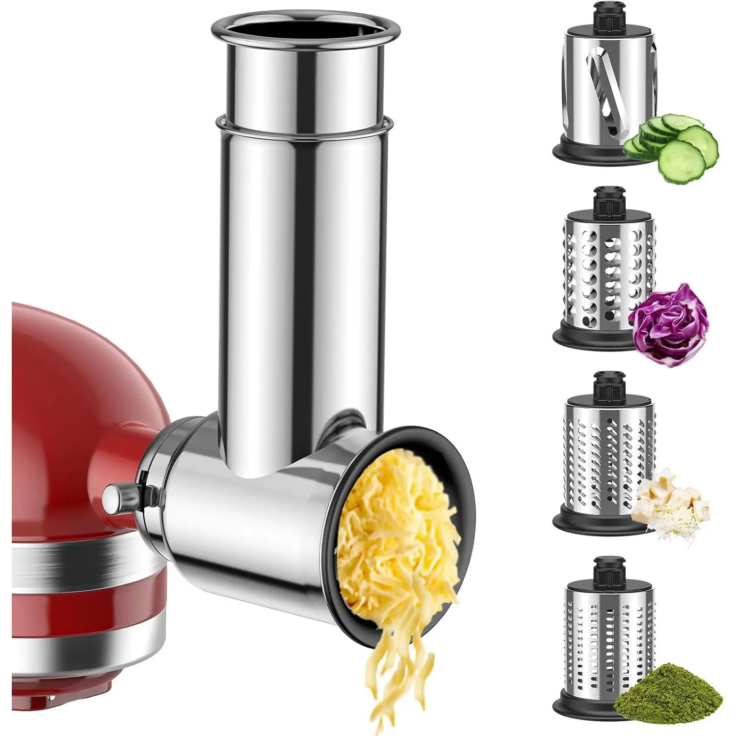 Stainless Steel Slicer Shredder Attachment for  Stand Mixer, For  Cheese Grater Attachment, Salad Maker, Grinding , Cheese  Attachment with 4