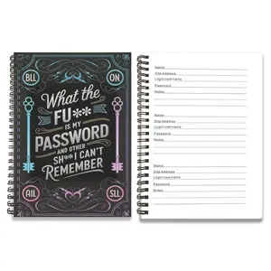 [Fun Password Notebook] 1pc Fun Spiral Password Notebook - "What the F*** is My Password and Other Sh*t I Can't Remember" Cover DesignGift for Women, Friends, Sisters, Home or Office Usernames Stationery Office Supplies