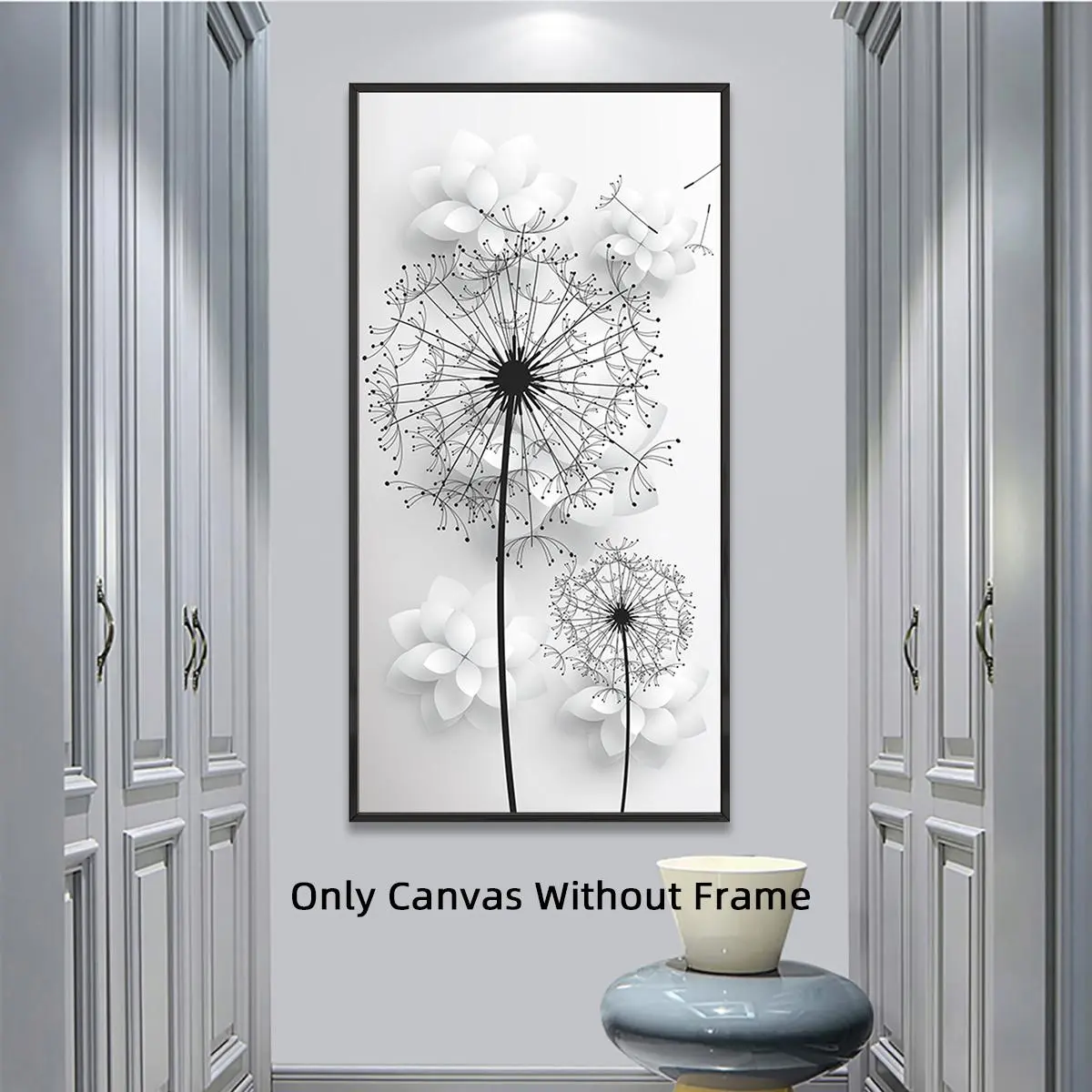 Dandelion Pattern Unframed Painting, Modern Minimalist Floral Abstract Design Canvas Poster, Wall Art for Home Living Room Bedroom Decor, Room Decor, Home Decor, Ornaments