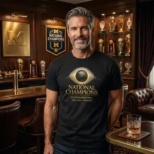 Michigan Basketball 2026 National Champions T Shirt - Gold Basketball Graphic Tee