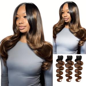 [Wequeen] Pre Colored Highlight Body Wave Human Hair Bundles Brazilian Quick Weave Budget Friendly Viral Hair Bundles