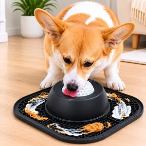 2-in-1 Rolling Ball Slow Feeder Dog Bowl for Liquid Treats, Anti-Slip No-Spill Lick Bowl for Bone Broth, Yogurt & Supplements, Interactive Puppy Enrichment Toy for Anxiety Relief & Post-Op Nutrition, Fits All Breeds