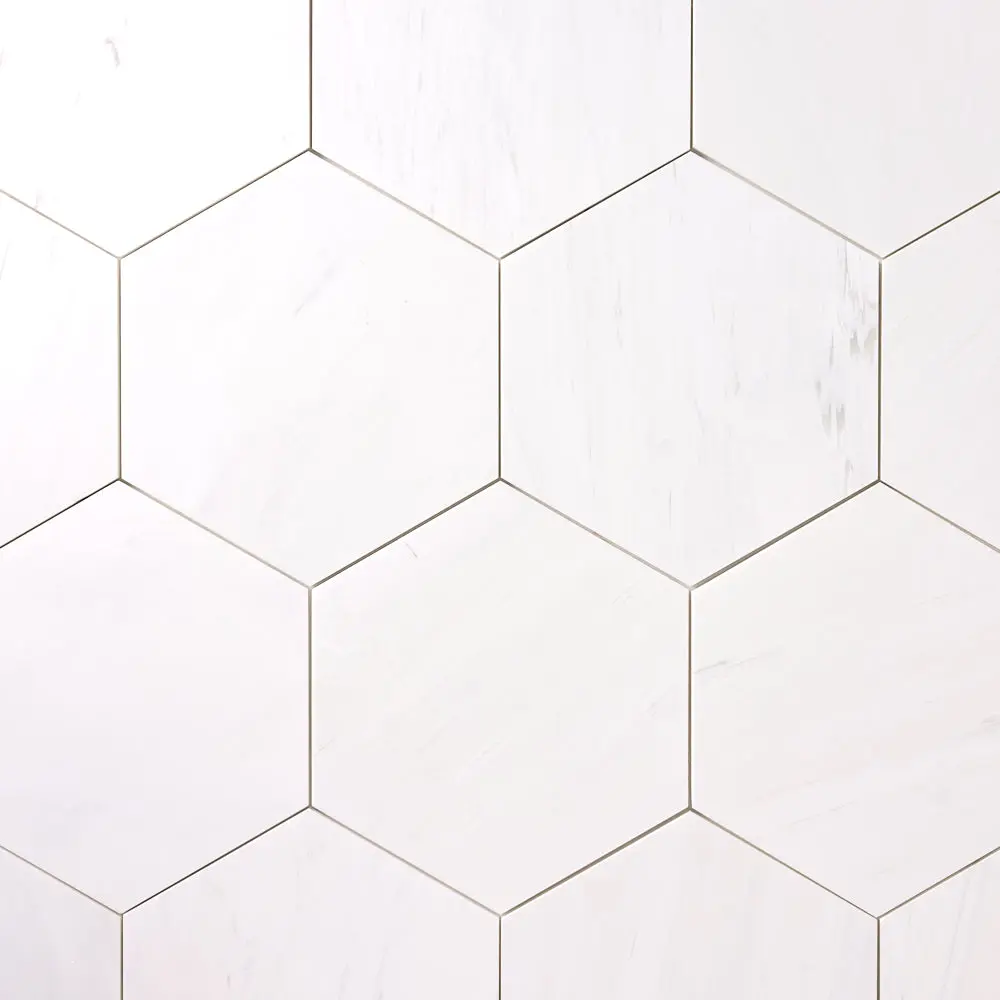 Bianco Dolomite Marble 4" Hexagon Mosaic Polished/Honed