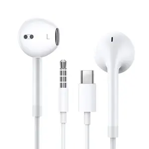 S01 USB C & 3.5mm Wired Headset Earbuds in Ear for iPad Pro iPhone 15 Series, HiFi Stereo Sound with Mic Volume Control, Universal Android Compatible