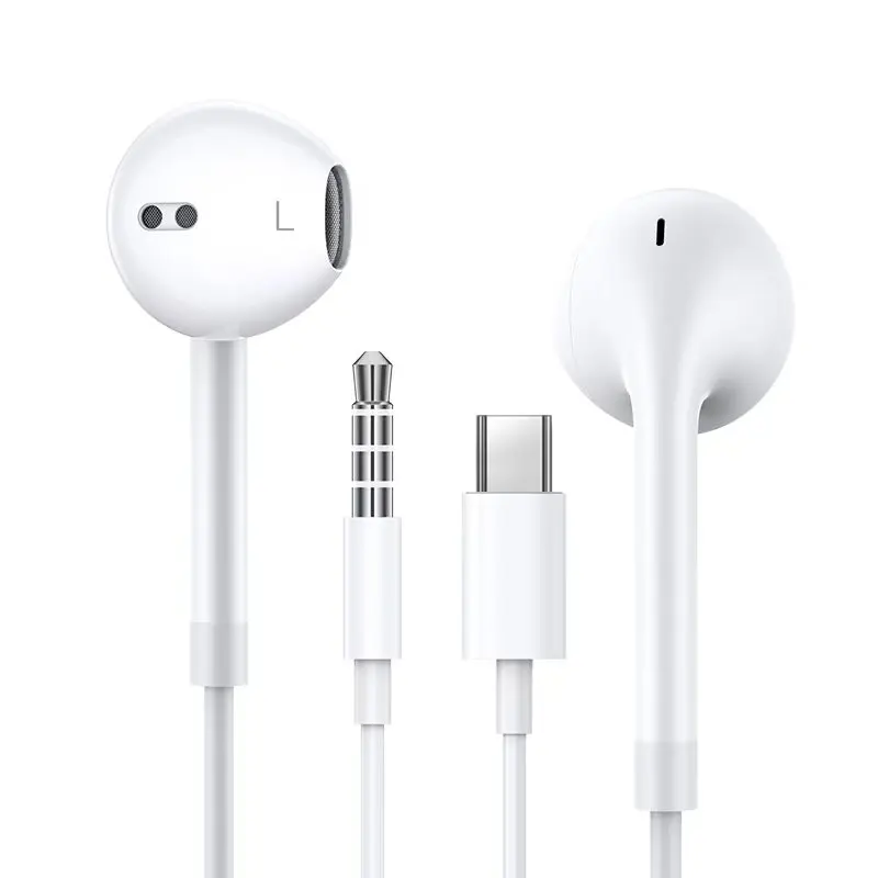 S01 USB C & 3.5mm Wired Headset Earbuds In Ear Headphones for iPad Pro iPhone 15 Series, HiFi Stereo Sound with Mic Volume Control, Universal Android Compatible