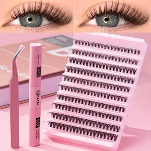 Eyelash Extension Kit, 200pcs Mixed Length Individual False Eyelashes, 1 Count Eyelash Glue & 1 Count Tweezers, Professional Eye Makeup Tool for Women, Eyelashes Extensions, Cosmetic, DIY Eyelash Extensions