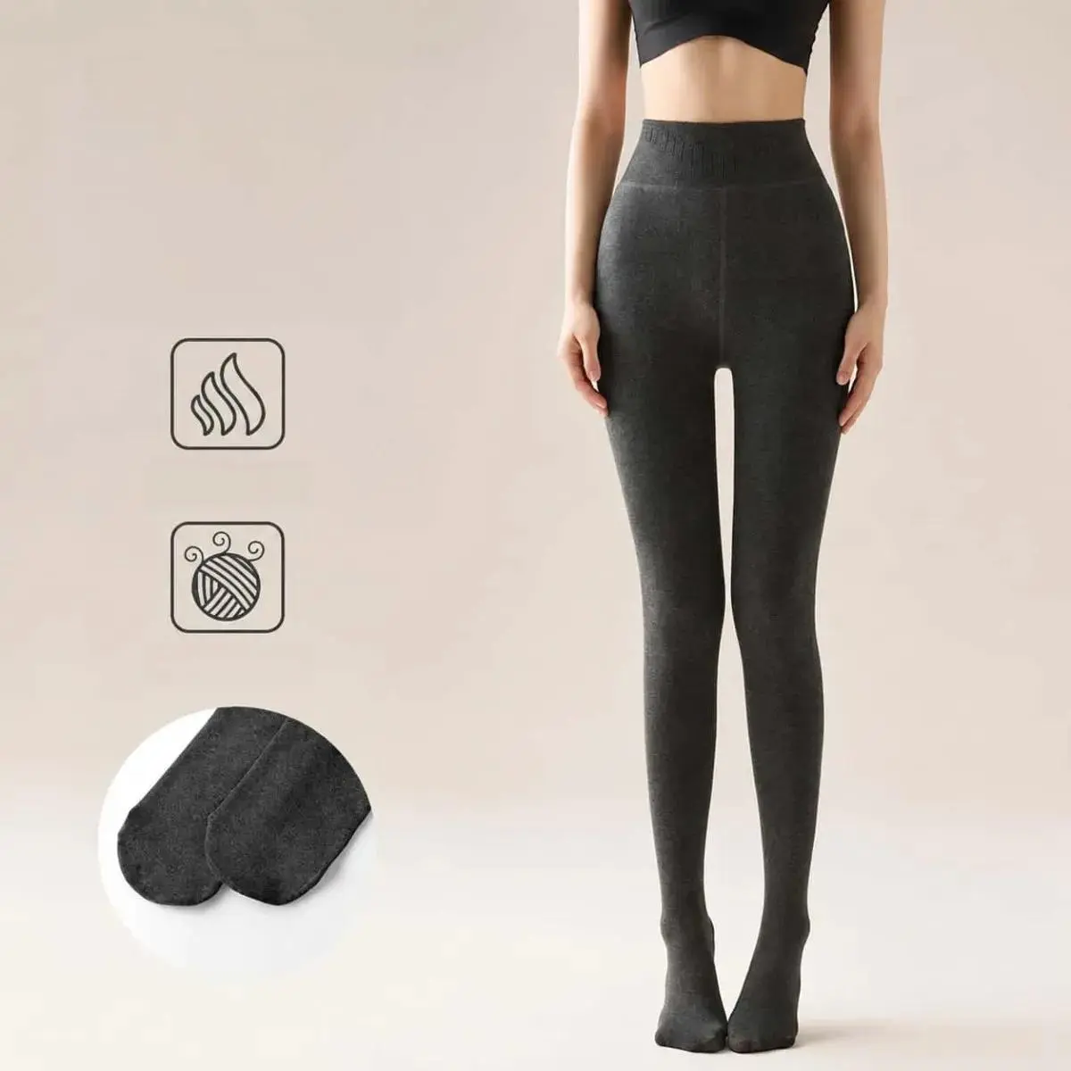 Women's Ribbed Cotton Thermal Pantyhose Tights 25RIB