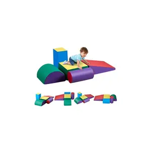 VEVOR Climbing Toys, 5-Piece Set, Foam Climbing Toys for Toddlers 6 Months to 3 Years Old, PU Leather Climbing Blocks, Indoor Climb and Crawl Activity Playset for Crawling Sliding, Easy to Clean