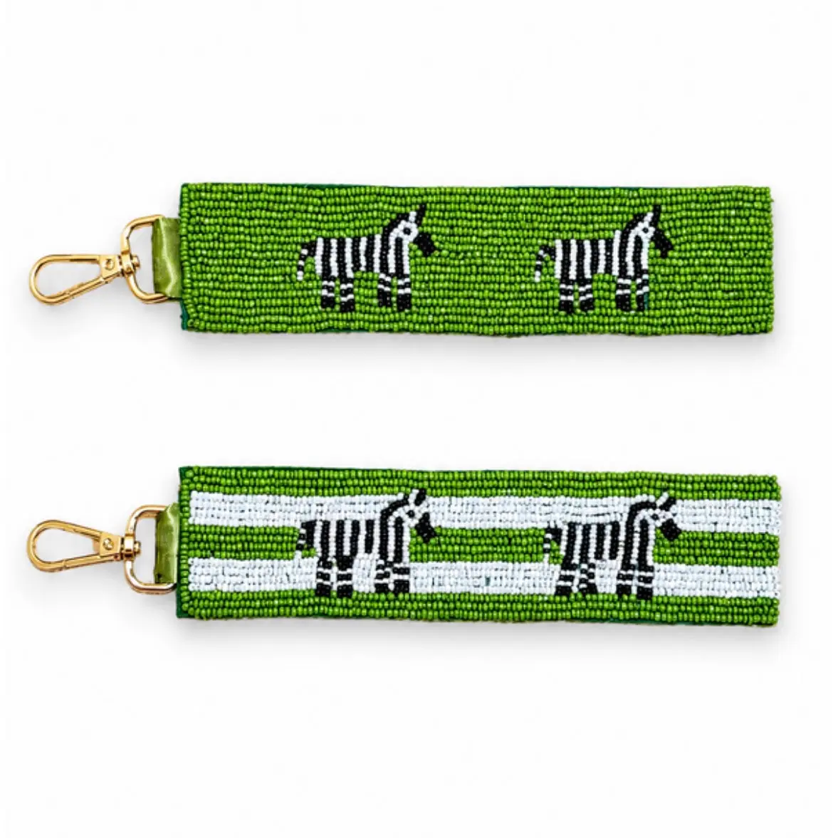 Zebra Beaded Keychain Wristlet | Double Sided Bag Charm