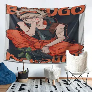 "MHA Bakagoo Design Theme"  Wall Tapestry Background Tapestry Fabric for Indoor and Outdoor Parties, Birthdays and Anniversaries - the perfect home decor gift. Durable polyester material with floral and beach patterns, versatile scene decoration