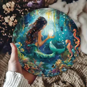 Mermaid Deep Sea Adventure - Vintage Aluminum Wall Art 20.32x 20.32cm Indoor Outdoor Metal Decoration Suitable for Home Cafe Garage Tin Painting Restaurant Perfect for Room Decoration