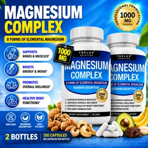 2pack 8 Essential Magnesium Complex Toplux 1000mg Daily Wellness Mineral Supplement