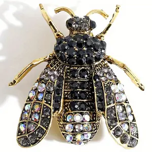 Luxury Rhinestone Multi-Color Bee Brooch for Women Men Insect Corsage Vintage Elegant Brooch Pin Wedding Party Badges
