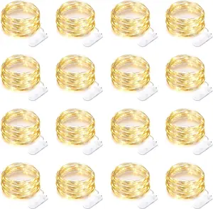16 Pack 30 Led Fairy Lights Battery Operated String Lights 10 Feet Waterproof Twinkle Lights Mason Jar Lights Silver Wire Firefly Lights for Christmas Party Wedding Patio Warm White