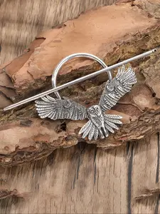 Vintage Witch Owl Moon Hairpin, Trendy Viking Norwegian Style Hair Accessory, Perfect for Party, Valentine's Day, Mother's Day Gift, Hair Clip