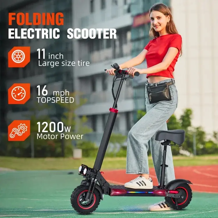J11 Max 1200W Electric Scooter for Adults, 11" Off-Road Tires, 55KM/H High Speed, Dual Disc Brakes, 48V Battery, Foldable Aluminum Alloy Frame with LED Display