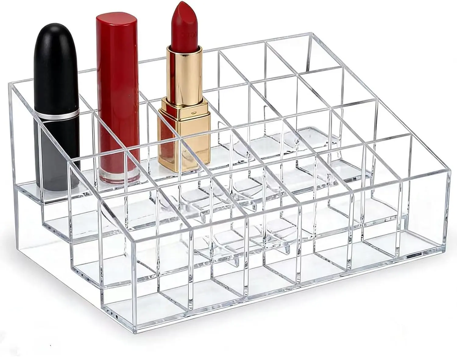 Lipstick Organizer – Acrylic Makeup Storage Holder for Lip Gloss, Lip Balm, Nail Polish, Perfume & Essential Oils