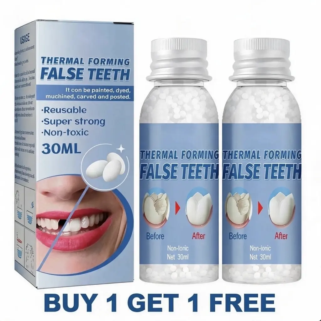 Moldable False Teeth Beads, Temporary Tooth Repair Kit, DIY Denture Filling Material for Missing Teeth, Tooth Gaps and Temporary Denture Replacement, Thermal Forming Fake Teeth Resin