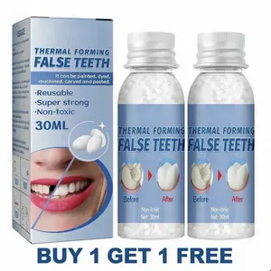 Moldable False Teeth Beads, Temporary Tooth Repair Kit, DIY Denture Filling Material for Missing Teeth, Tooth Gaps and Temporary Denture Replacement, Thermal Forming Fake Teeth Resin