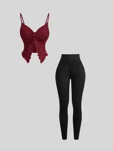 Fashion new sexy butterfly shape Spaghetti Strap with women's slim trousers suit