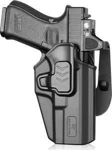 Right Hand OWB Paddle Holster for Glock 17/19/19X MOS, Fits G22/G23/G31/G32/G44/G45/G47/G49, Level II Retention Outside Waistband Holster, Optic Ready, 360° Adjustable