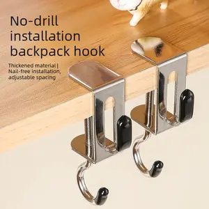 Double Hook School Bag Hanger Table Side Home Study Desk Hook Punch-Free Dormitory Portable Desktop Wall Mounted