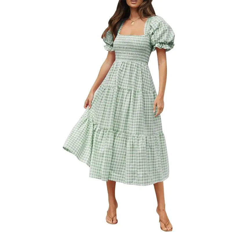 ZESICA Women's Plaid Puff Sleeve Midi Dress Boho Summer Square Neck Ruffle Dress, Flowy & Feminine Look for Beach Days, Brunch or Vacations - TikTok Shop ZESICA Women's Plaid Puff Sleeve Midi Dress Boho Summer Square Neck Ruffle Dress, Flowy & Feminine Look for Beach Days, Brunch or Vacations - TikTok Shop