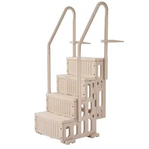 fathersdaygift VEVOR Swimming Pool Ladder, 4-Step Double Handrails Stairs with Non-slip Heavy Duty Steps, Max Load Capacity 400 lbs, for 48-54 In Inground Above-ground Pools of Any Decking Surface, Taupe