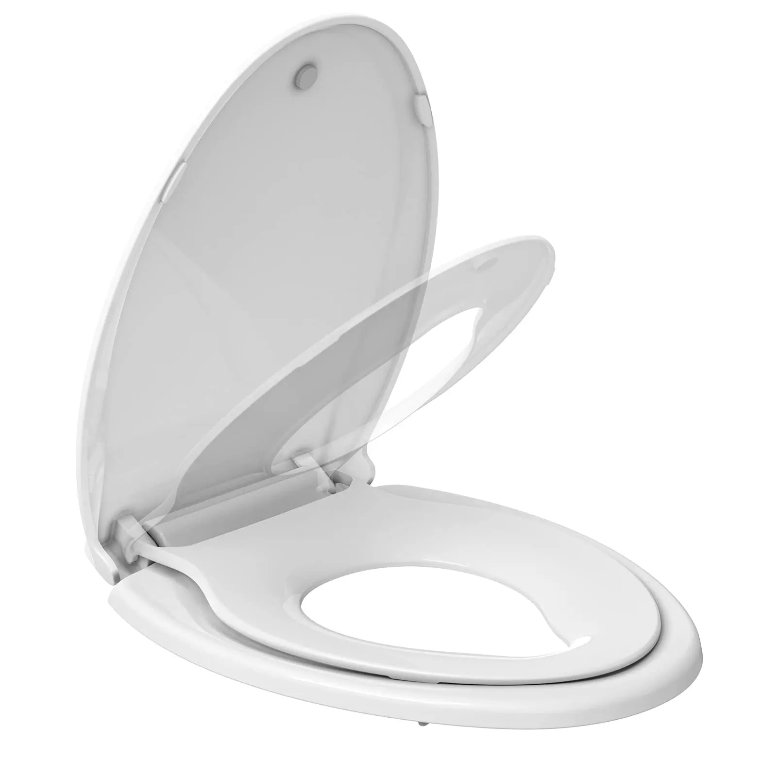 【GARVEE】Elongated Toilet Seat with Toddler Seat, PP Safe Material, 2 in 1 Toilet Seat for Family Built-in Baby Seat Removable, 19inch,Soft Close + Easy Clean(White)