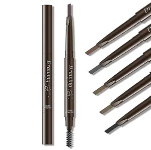 2-Pack Retractable Slant Tip Eyebrow Pencil with Brush - Double-End Waterproof (Black)