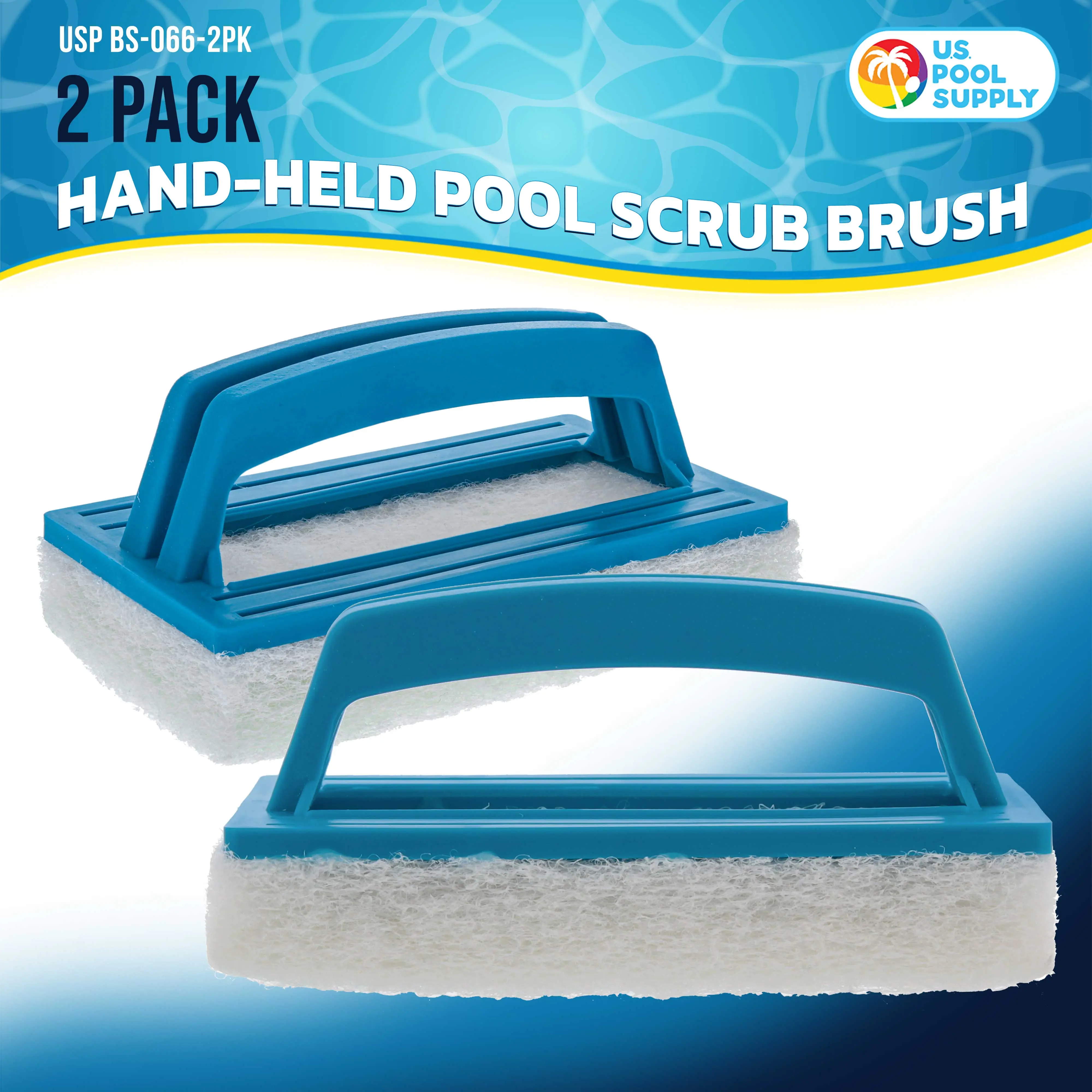 Hand-Held Pool Scrub Brush, 2 Pack - Scrubbing Pad - Clean Pool Tile, Walls, Vinyl Liners, Spas - Surface Cleaning, Kitchen, Bathroom
