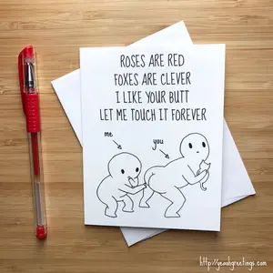 Butt Love Valentines Day Card, Let me Touch your Butt Forever, Cute Love Poems, Anniversary Card, Inappropriate Card, Sexy Card for BF GF