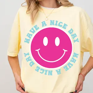 Have a Nice Day Shirt, Comfort Colors, Smiley Face Graphic Shirt, Positive Summer Tee, Nice Day, Oversized Trendy Tee, Womens shirt