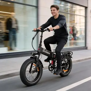 SAMEBIKE RSA02 PRO Foldable Electric Bike | 1500W Peak Motor, 20"x4.0 Fat Tire Ebike for Adults, 48V 15Ah Battery 110KM Long Range, Hydraulic Disc Brakes, Dual Suspension Cargo E-Bike
