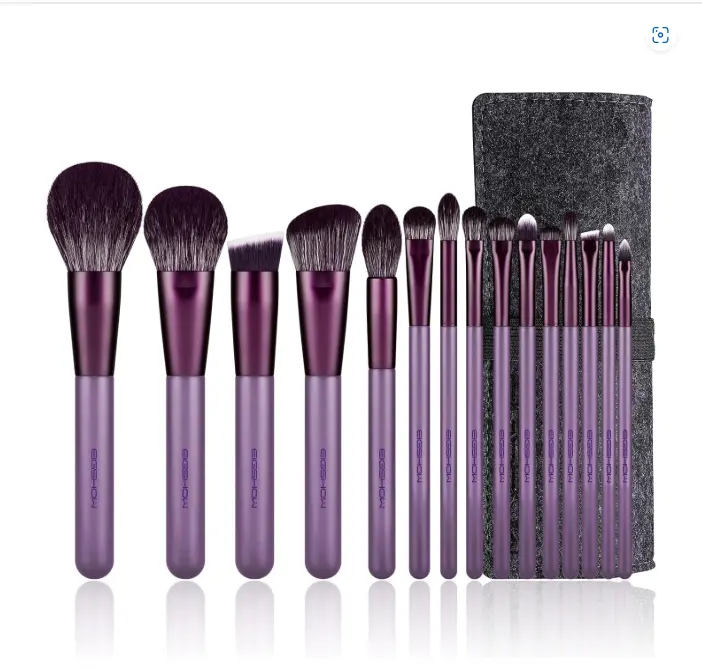 Makeup Brush Set, EIGSHOW Professional Makeup Brushes Kit Foundation Powder Concealers Eye Shadows Makeup 15 Piece for Eye Face Liquid Cream Cosmetics Brushes Kit, Gift for Women, Travel Set(Purple)
