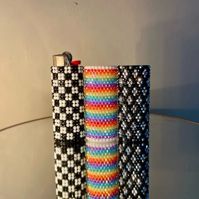 Reusable Rhinestone Lighter Case Pattern Collection