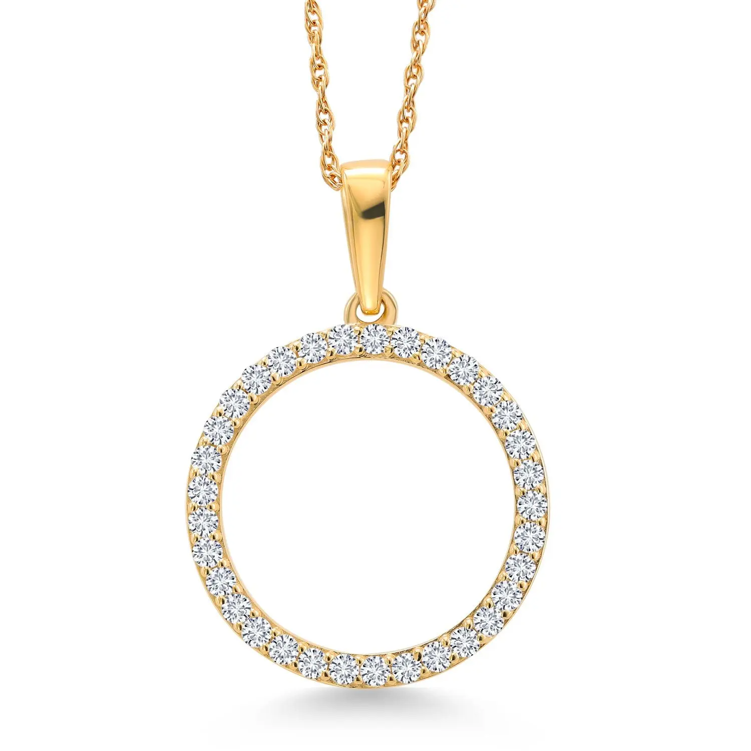 10K Gold Eternity Circle Lab Grown Diamond Pendant Necklace