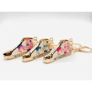 Mini Crystal Enamel Flower Sneaker Keychain