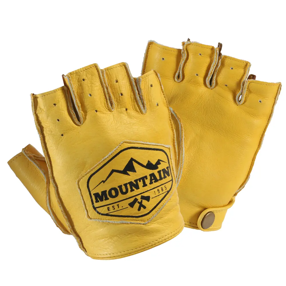 Retro motorcycle leather half-finger riding gloves for men and women, suitable for fitness, driving and riding. Genuine leather. Hand Protector