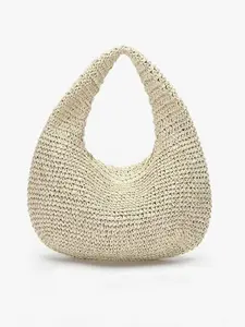 Women's Handmade Hobo Bag, Summer Beach Raffia Shoulder Bag with Crescent Shape, Stylish Tote for Daily Use, Hobo Crossbody Bags