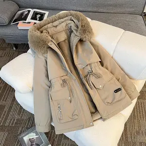 2025 New Women's Parker Winter Wool Collar Cotton Jacket Fashion Multi functional Hooded Warm Cotton Jacket Can be Paired with Raincoat